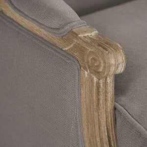 Zentique Louis Club Chair with Solid Oak Frame and Breathable Linen Upholstery for Timeless Comfort (94 chars) Limed Grey Oak, Grey Linen B007 E272 A048