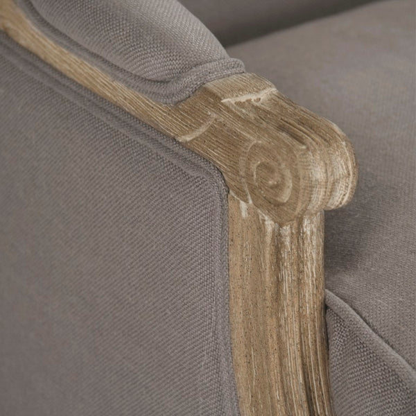Zentique Louis Club Chair with Solid Oak Frame and Breathable Linen Upholstery for Timeless Comfort (94 chars) Limed Grey Oak, Grey Linen B007 E272 A048