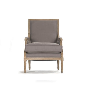 Zentique Louis Club Chair with Solid Oak Frame and Breathable Linen Upholstery for Timeless Comfort (94 chars) Limed Grey Oak, Grey Linen B007 E272 A048