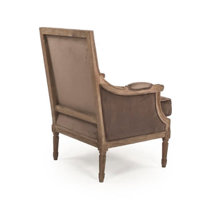 Zentique Louis Velvet Club Chair in Natural Oak Frame - Plush Upholstery, Timeless Silhouette, Durable Craftsmanship B007 E272 V011
