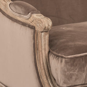 Zentique Louis Velvet Club Chair in Natural Oak Frame - Plush Upholstery, Timeless Silhouette, Durable Craftsmanship B007 E272 V011