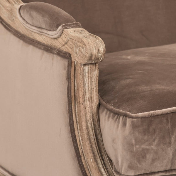 Zentique Louis Velvet Club Chair in Natural Oak Frame - Plush Upholstery, Timeless Silhouette, Durable Craftsmanship B007 E272 V011