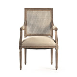 Louis Arm Chair Limed Grey Oak, Natural Linen B008 Cane E272 A003 Zentique