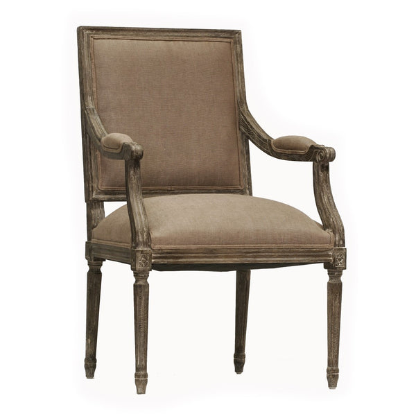 Louis Arm Chair Limed Charcoal Oak, Copper Linen B008 E271 A006 Zentique