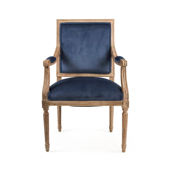 Louis Arm Chair Limed Grey Oak, Blue Velvet B008 E272 11905 Zentique
