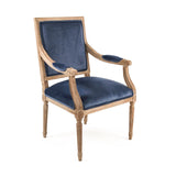 Louis Arm Chair Limed Grey Oak, Blue Velvet B008 E272 11905 Zentique