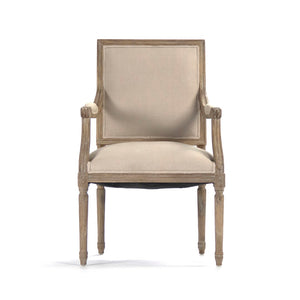 Louis Arm Chair Limed Grey Oak, Natural Linen B008 E272 A003 Zentique