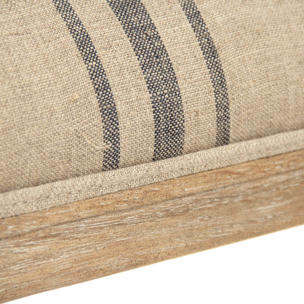 Louis Arm Chair Limed Grey Oak, Khaki Linen with Blue Stripe B008 E272 A033 Blue Stripe Zentique