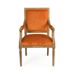 Zentique Louis Arm Chair with Solid Oak Frame and Plush Velvet Upholstery — Timeless Comfort & Elegance Limed Grey Oak, Clementine Velvet B008 E272 11505