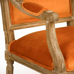 Zentique Louis Arm Chair with Solid Oak Frame and Plush Velvet Upholstery — Timeless Comfort & Elegance Limed Grey Oak, Clementine Velvet B008 E272 11505