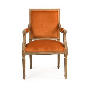 Zentique Louis Arm Chair with Solid Oak Frame and Plush Velvet Upholstery — Timeless Comfort & Elegance Limed Grey Oak, Clementine Velvet B008 E272 11505