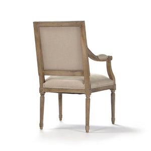 Zentique Louis Arm Chair — Solid Oak Frame with Breathable Linen Upholstery, Ergonomic Comfort & Timeless Style Limed Grey Oak, Natural Linen B008 E272 A003