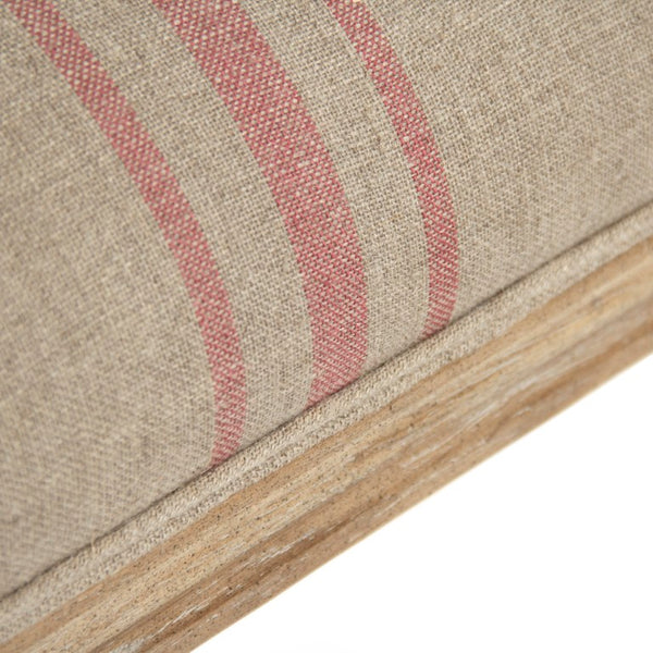 Zentique Louis Arm Chair — Solid Oak Frame with Breathable Linen Upholstery, Ergonomic Comfort & Timeless Style Limed Grey Oak, Khaki Linen with Red Stripe B008 E272 A034 Red Stripe