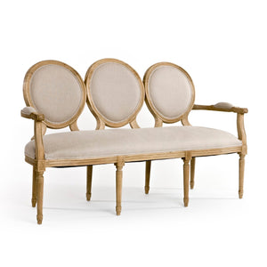 Medallion Settee Natural Oak, Natural Linen B009-3 E255 A003 Zentique