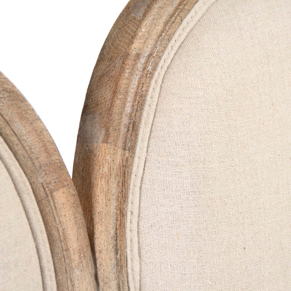 Zentique Medallion Settee with Oak Frame and Linen Upholstery — Classic Medallion Back, Plush Supportive Seating Limed Grey Oak, Natural Linen B009-3 E272 A003