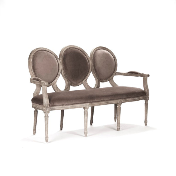 Zentique Medallion Velvet Settee with Solid Oak Frame, Plush Two-Seater Sofa, Classic Medallion Silhouette, Durable Craftsmanship B009-3 E272 V011