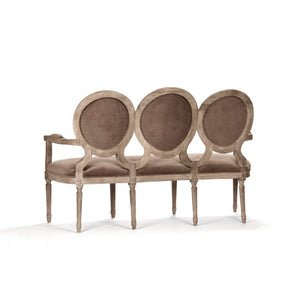 Zentique Medallion Velvet Settee with Solid Oak Frame, Plush Two-Seater Sofa, Classic Medallion Silhouette, Durable Craftsmanship B009-3 E272 V011