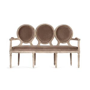Zentique Medallion Velvet Settee with Solid Oak Frame, Plush Two-Seater Sofa, Classic Medallion Silhouette, Durable Craftsmanship B009-3 E272 V011