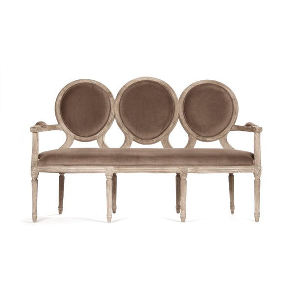 Zentique Medallion Velvet Settee with Solid Oak Frame, Plush Two-Seater Sofa, Classic Medallion Silhouette, Durable Craftsmanship B009-3 E272 V011