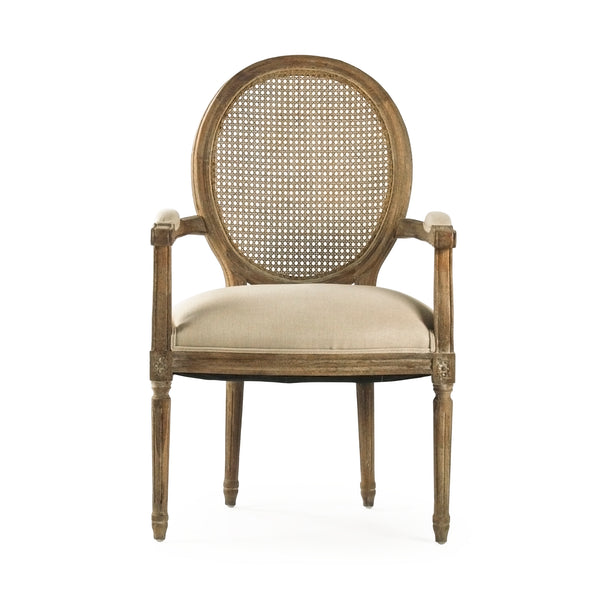 Medallion Arm Chair Limed Grey Oak, Natural Linen B009-Cane E272 A003 Zentique