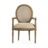 Medallion Arm Chair Limed Grey Oak, Natural Linen B009-Cane E272 A003 Zentique
