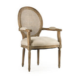 Medallion Arm Chair Limed Grey Oak, Natural Linen B009-Cane E272 A003 Zentique