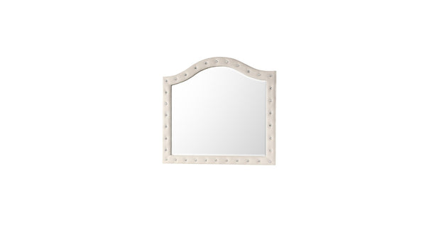 English Elm Sophia Hollywood Regency Velvet Framed Wall Mirror with Crystal Tufted Wood Border B009136650