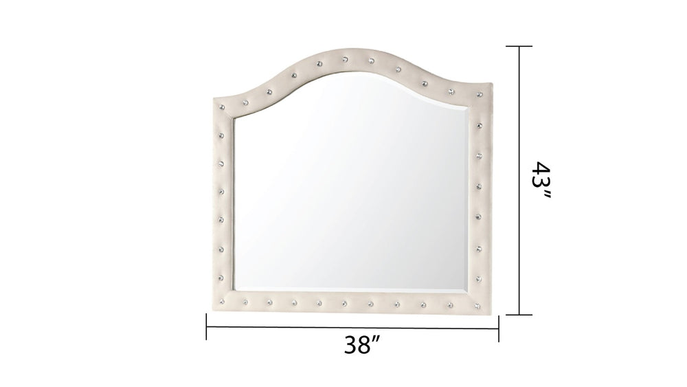 English Elm Sophia Hollywood Regency Velvet Framed Wall Mirror with Crystal Tufted Wood Border B009136650