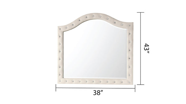 English Elm Sophia Hollywood Regency Velvet Framed Wall Mirror with Crystal Tufted Wood Border B009136650