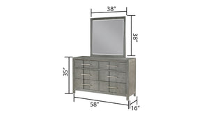 English Elm Modern Six Drawer Gray Dresser with Silver Hardware for Bedroom Storage B009139192
