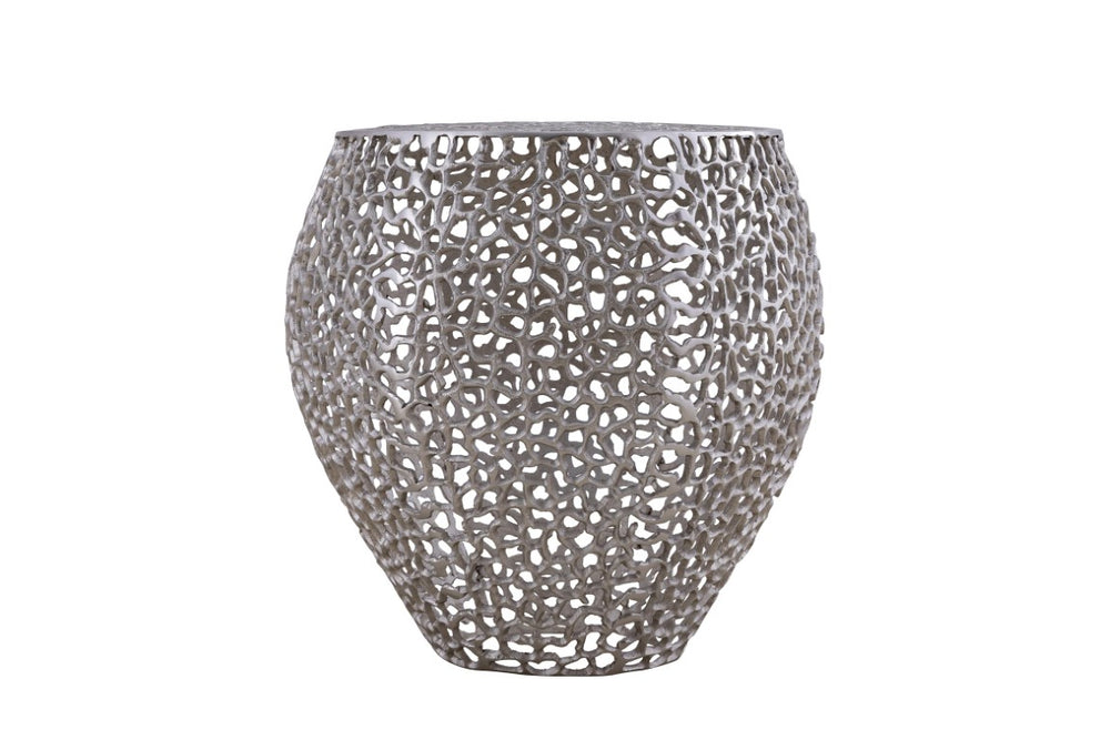 English Elm Et3403-18 Faceted Cast Aluminum Sculptural Accent Table Modern Silver Finish B009140734
