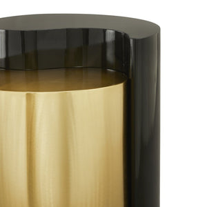 English Elm Ying Yang Sculptural Iron End Table with Bold Black and Gold Powder-Coated Finish B009140742