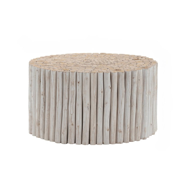 English Elm T1009 Artisan Log Wood Round Coffee Table with Hand Carved Top for Organic Living Rooms B009140747