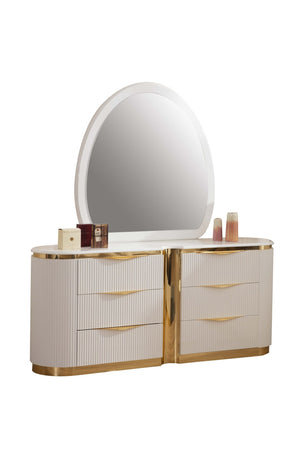 English Elm Laura Oval Wood Frame Wall Mirror with Gold Accent Finish for Bedroom or Dressing Room B00955981