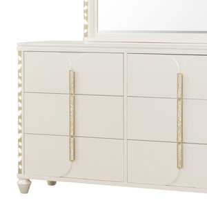 English Elm Cinderella Six Drawer Beige Wood Dresser with Led Ambient Glow for Bedroom Storage B009P385187