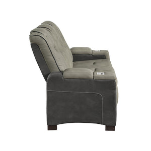 English Elm Bruno Traditional Faux Leather Power Reclining Sofa with Led Lighting and Usb Ports Gray B009P386507