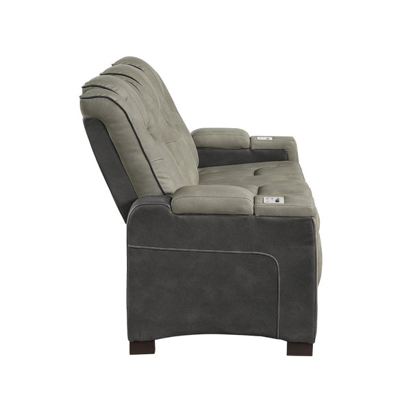 English Elm Bruno Traditional Faux Leather Power Reclining Sofa with Led Lighting and Usb Ports Gray B009P386507