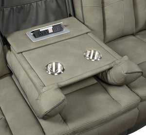 English Elm Bruno Traditional Faux Leather Power Reclining Sofa with Led Lighting and Usb Ports Gray B009P386507