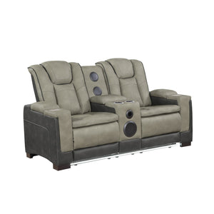 English Elm Bruno Power Reclining Loveseat with Bluetooth Audio Led Lighting and Cup Holders Gray B009P386508