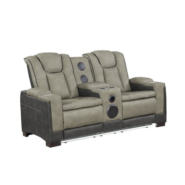 English Elm Bruno Power Reclining Loveseat with Bluetooth Audio Led Lighting and Cup Holders Gray B009P386508
