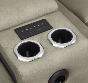 English Elm Bruno Power Reclining Loveseat with Bluetooth Audio Led Lighting and Cup Holders Gray B009P386508