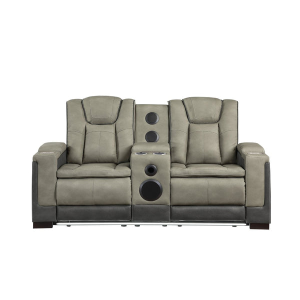 English Elm Bruno Power Reclining Loveseat with Bluetooth Audio Led Lighting and Cup Holders Gray B009P386508