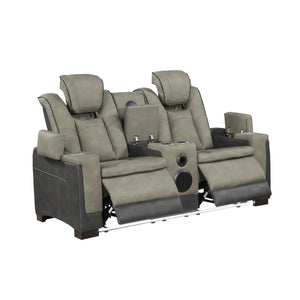 English Elm Bruno Power Reclining Loveseat with Bluetooth Audio Led Lighting and Cup Holders Gray B009P386508