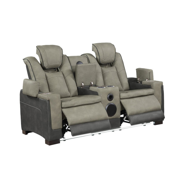 English Elm Bruno Power Reclining Loveseat with Bluetooth Audio Led Lighting and Cup Holders Gray B009P386508