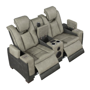English Elm Bruno Power Reclining Loveseat with Bluetooth Audio Led Lighting and Cup Holders Gray B009P386508