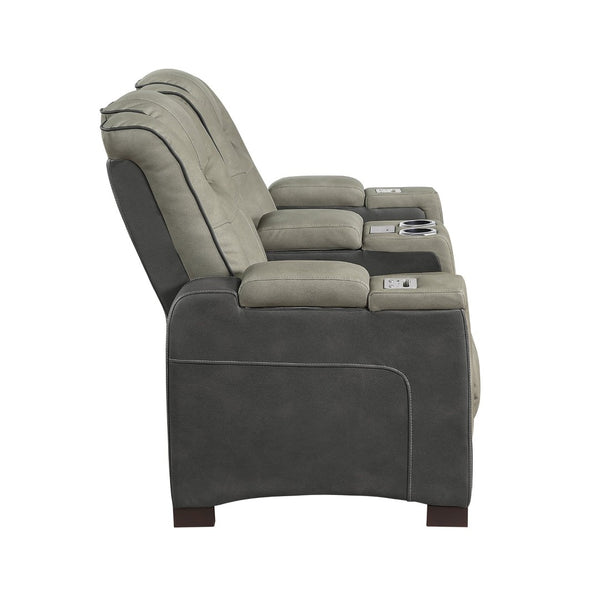 English Elm Bruno Power Reclining Loveseat with Bluetooth Audio Led Lighting and Cup Holders Gray B009P386508