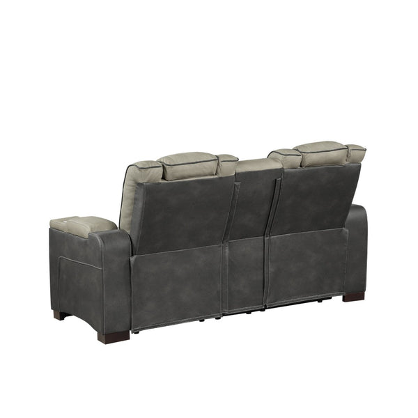 English Elm Bruno Power Reclining Loveseat with Bluetooth Audio Led Lighting and Cup Holders Gray B009P386508