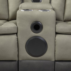 English Elm Bruno Power Reclining Loveseat with Bluetooth Audio Led Lighting and Cup Holders Gray B009P386508