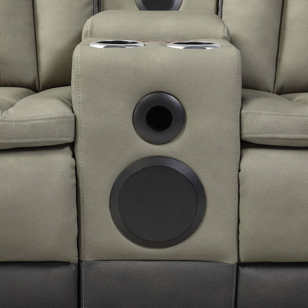 English Elm Bruno Power Reclining Loveseat with Bluetooth Audio Led Lighting and Cup Holders Gray B009P386508
