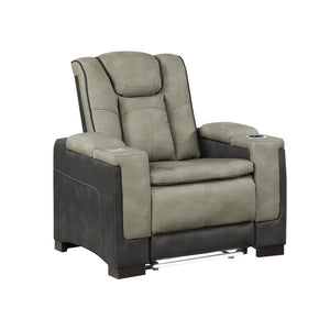 English Elm Bruno Power Recliner with Led Lighting Usb Charging and Adjustable Headrest in Faux Leather Gray B009P386509